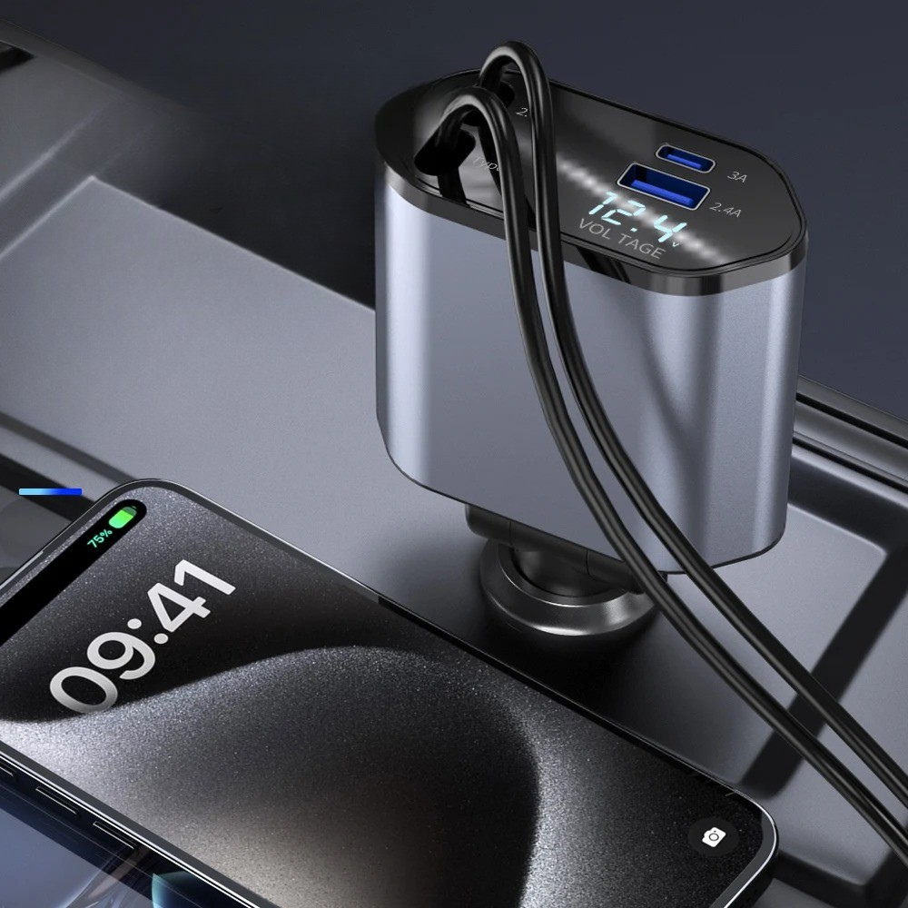 Chargy™ 4-in-1 Retractable Vehicle Charger