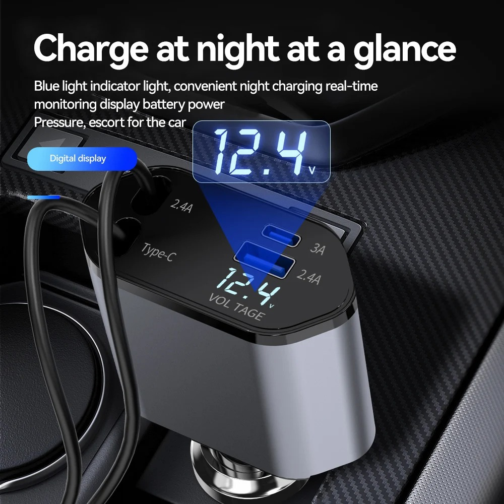 Chargy™ 4-in-1 Retractable Vehicle Charger